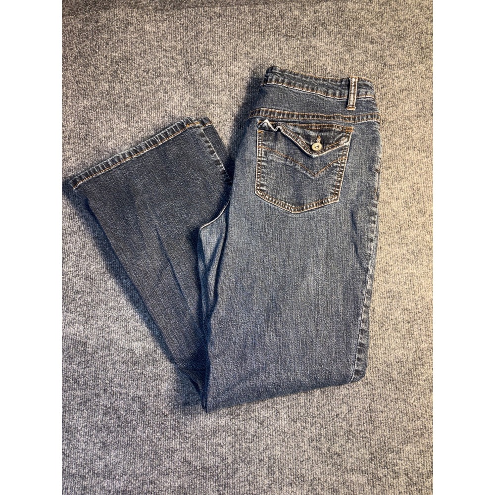 Mossimo Bootcut Jeans Women's  12 Petite Blue Denim Flat Front Double Stitch